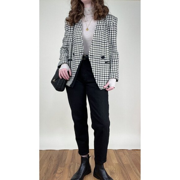 Vintage Houndstooth Blazer Jacket Coat Preppy Academia Quiet Luxury Old Money - Picture 10 of 10